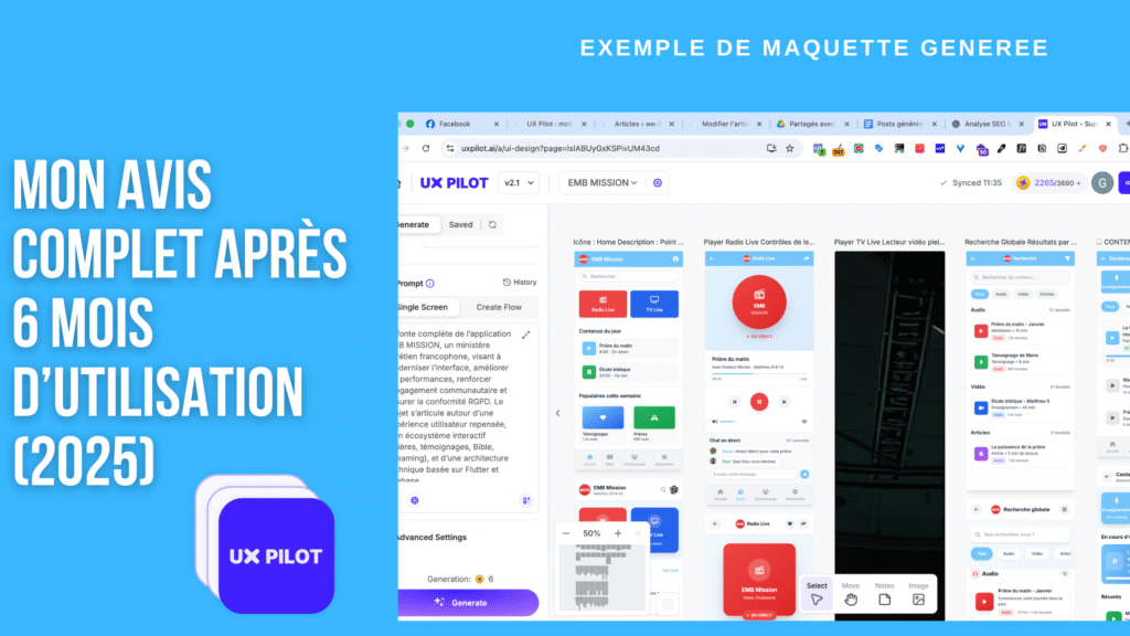 Capture interface UX Pilot – avis complet 2025 après 6 mois d’utilisation